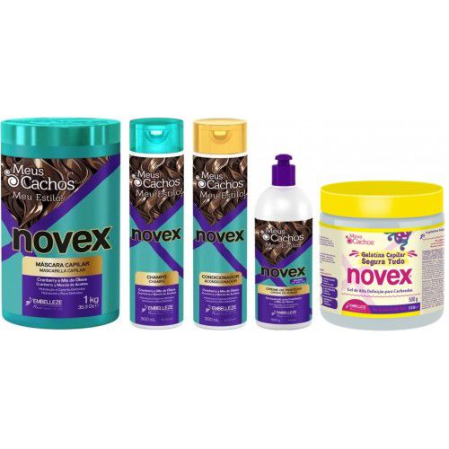 Kit Novex - Meus Cachos Intensos ( Shampoo, Condicionador, Máscara, Creme de Pentear, Gelatina)
