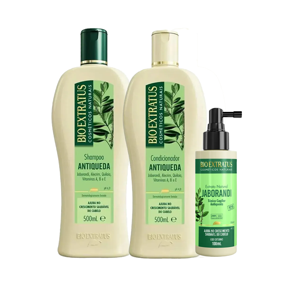 Kit Bio Extratus 3 Produtos Jaborandi Antiqueda Shampoo + Condicionador + Tônico Capilar Anti queda