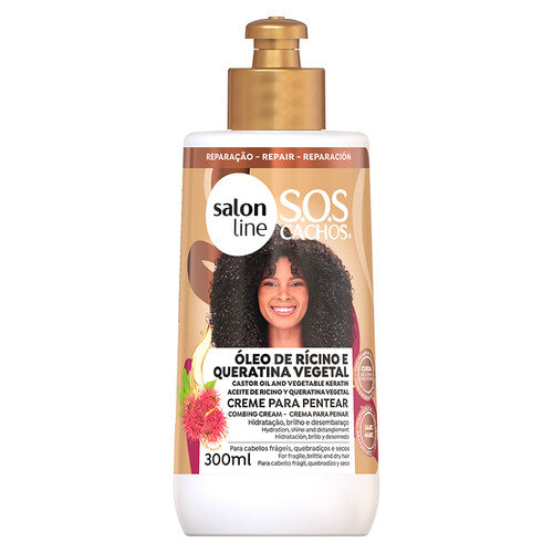 Salon Line - Creme Para Pentear S.O.S Cachos Rícino E Queratina 300ml