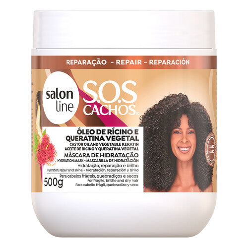 Salon Line - Máscara De Hidratação S.O.S Cachos Rícino E Queratina 500g