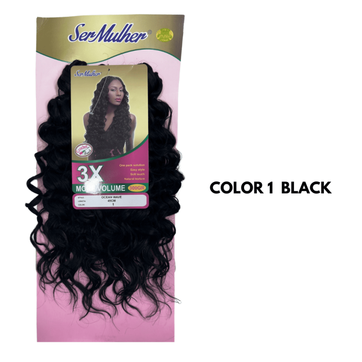 OCEAN WAVE – Crochet Braids – Extensões sintéticas de cabelo Ondulado - 1 Total Black