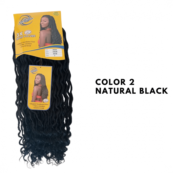 DUDA – Extensão De Cabelo Trança De Crochê – 100% Kanekalon - 2 Natural Black