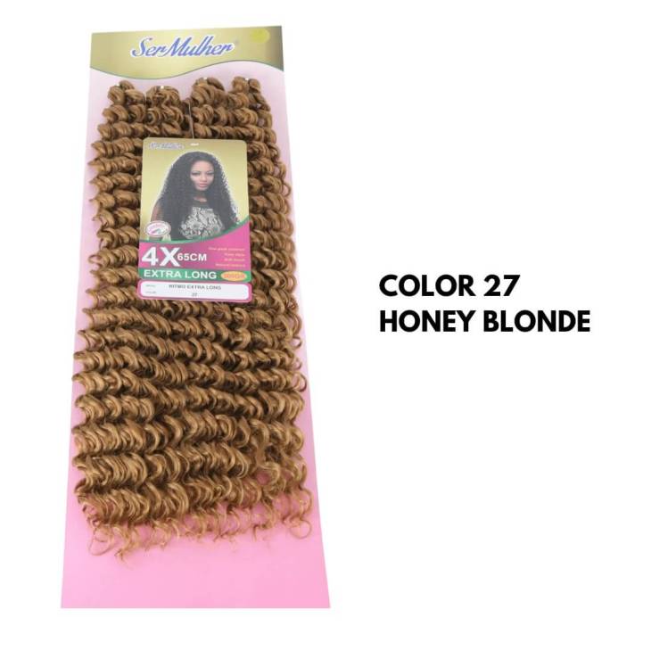 Novo RITMO 65cm - Crochet Braids – Extensões sintéticas de cabelo cacheado - 27 Honey Blonde