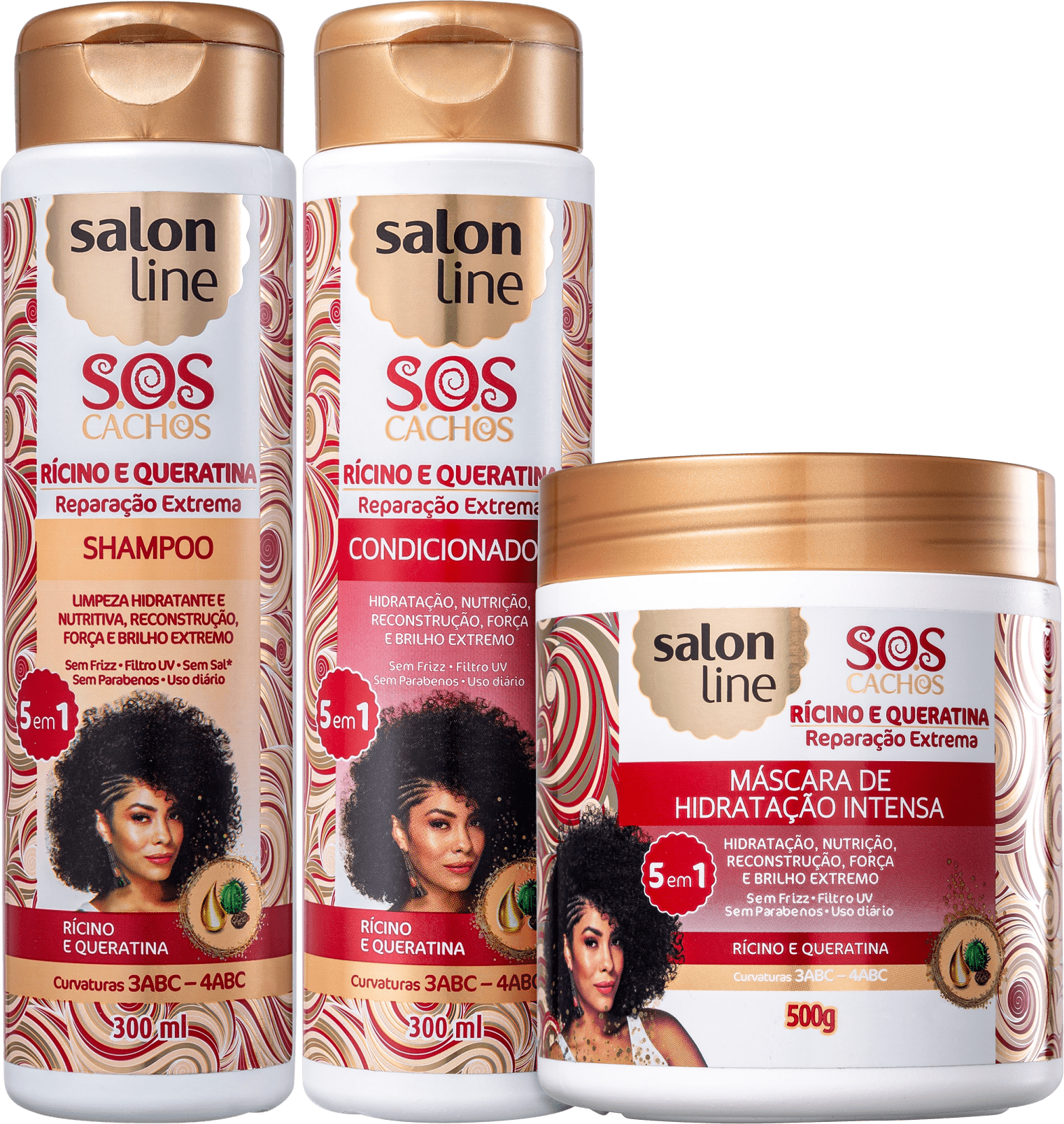 Kit Salon Line - S.O.S Cachos Rícino E Queratina (3 produtos)