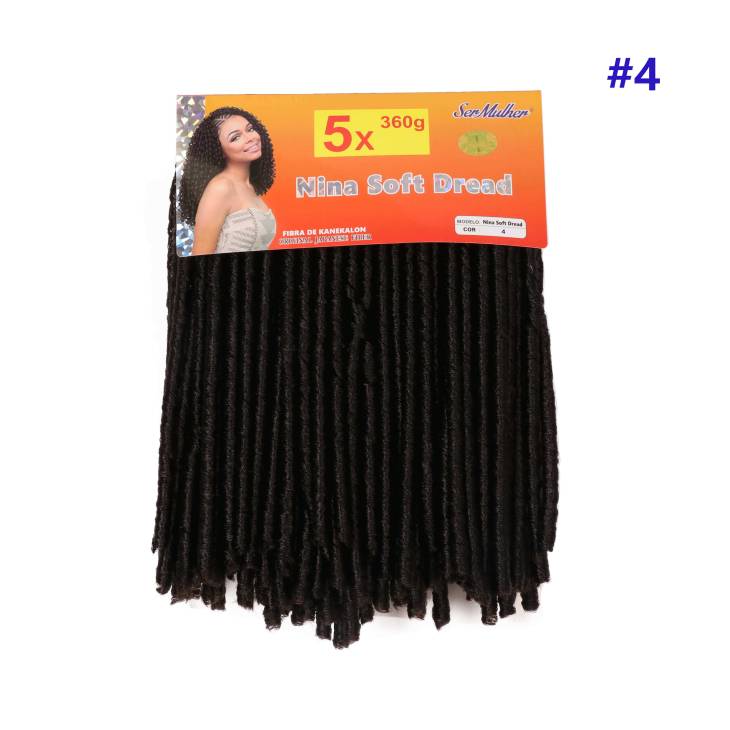 NINA SOFT DREAD LOCK 400G – 100% Kanekalon para método CROCHET BRAIDS - 4 Dark Brown