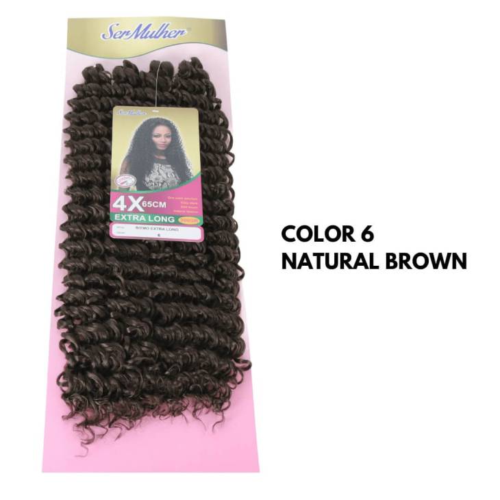 Novo RITMO 65cm - Crochet Braids – Extensões sintéticas de cabelo cacheado - 6 Light Brown