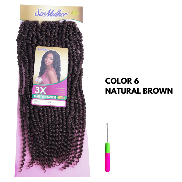 DANA Passion Twist – Extensão De Cabelo Trança De Crochê 300G – 100% Kanekalon - 6 Light Brown