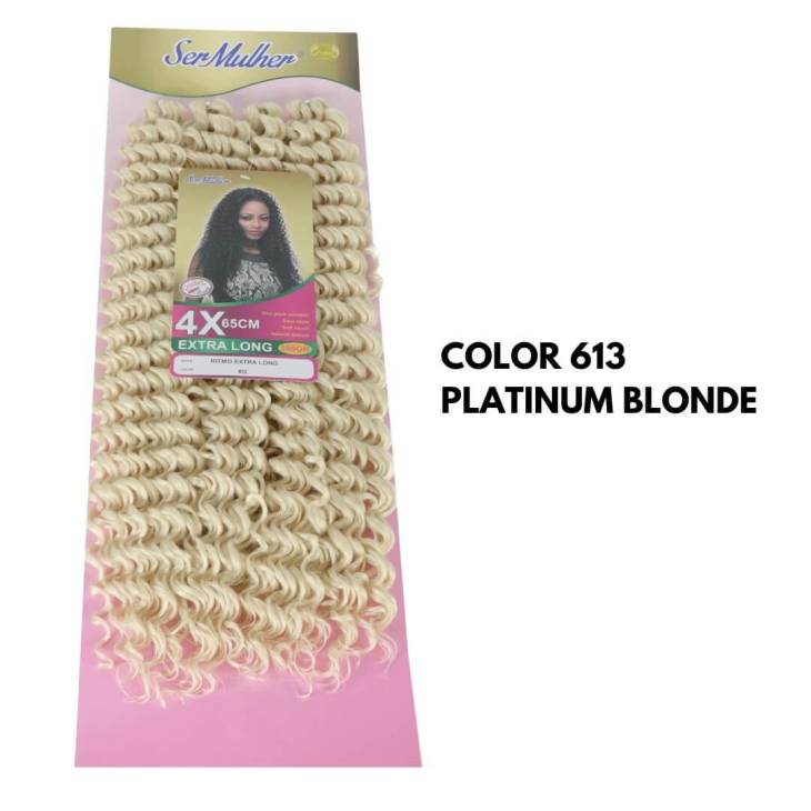 Novo RITMO 65cm - Crochet Braids – Extensões sintéticas de cabelo cacheado - 613 Platinum Blonde