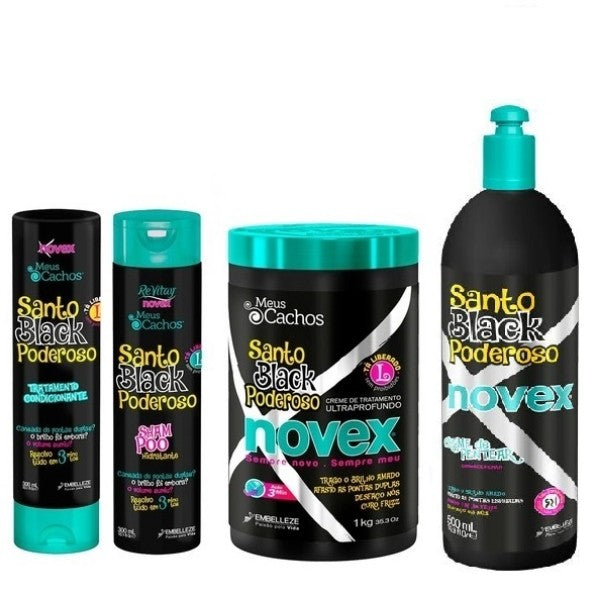 Kit Novex - Santo Black Poderoso (Shampoo, Condicionador, Máscara e Creme de Pentear)