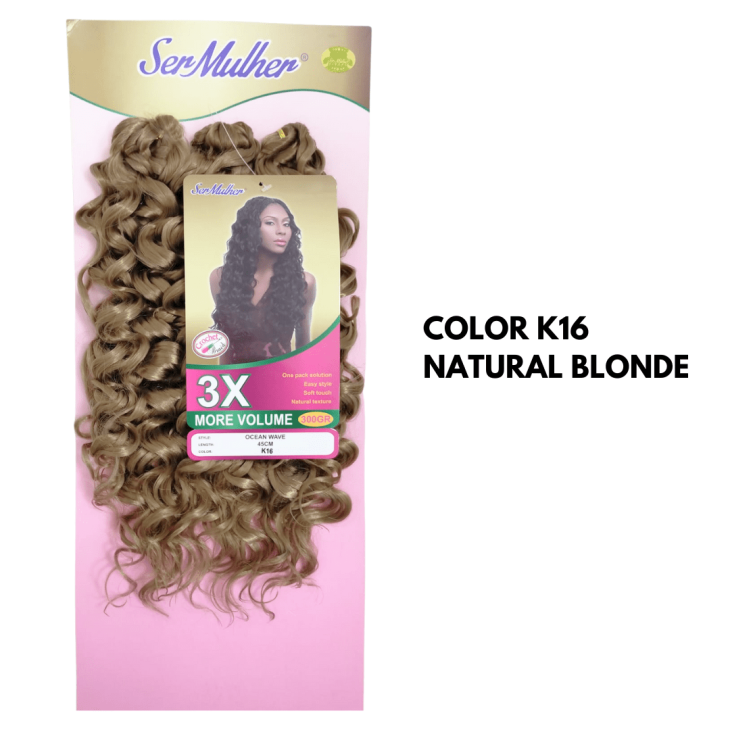 OCEAN WAVE – Crochet Braids – Extensões sintéticas de cabelo Ondulado - K16 Natural Blonde
