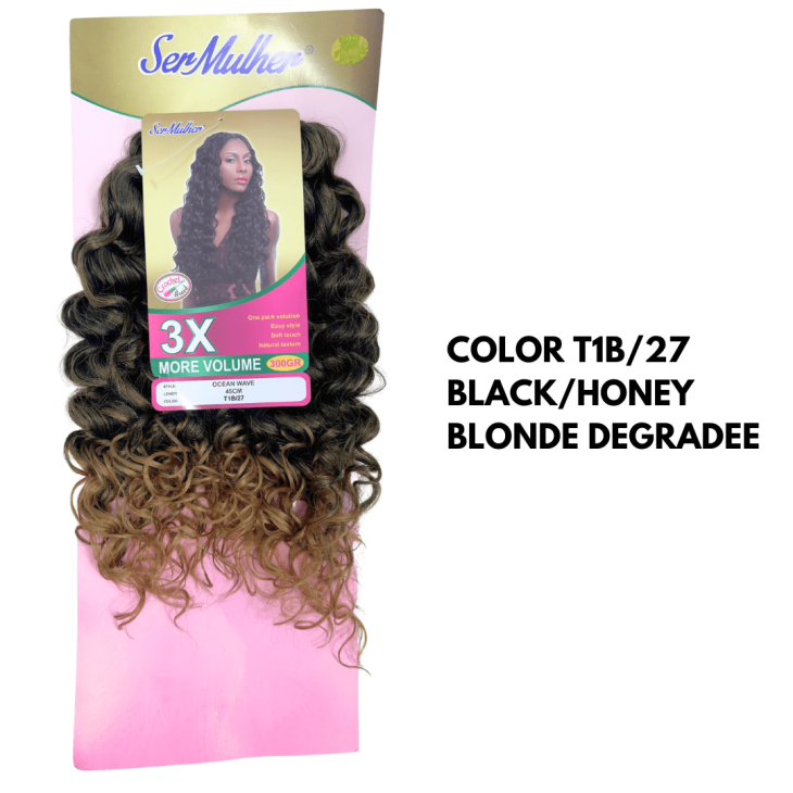OCEAN WAVE – Crochet Braids – Extensões sintéticas de cabelo Ondulado - T1b-27 Black/Honey Blonde Degradee