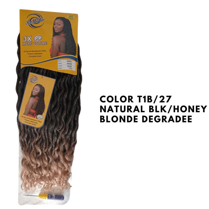 DUDA – Extensão De Cabelo Trança De Crochê – 100% Kanekalon - T1b-27 Black/Honey Blonde Degradee