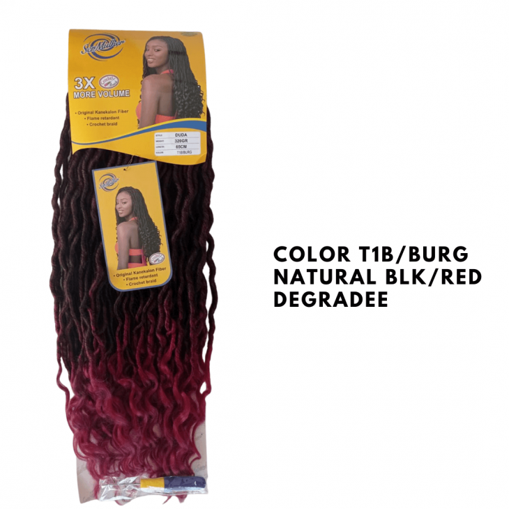 DUDA – Extensão De Cabelo Trança De Crochê – 100% Kanekalon - T1b-burg Black/Red Degradee