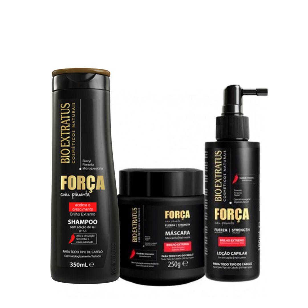 Kit Bioextratus - Força com Pimenta - (Shampoo, Máscara, Loção 100ml)