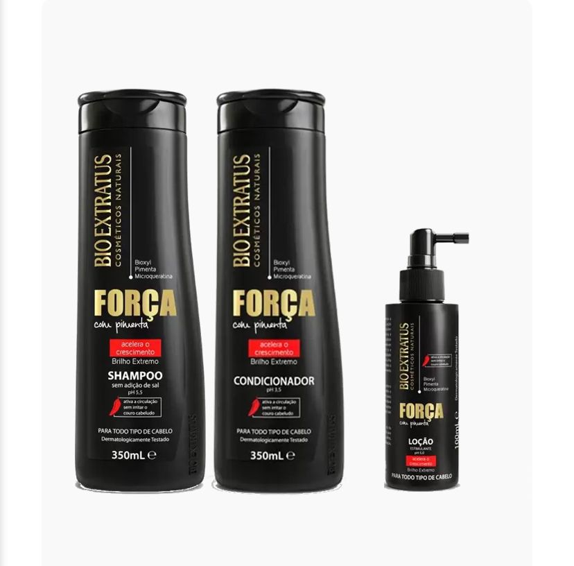 Kit Bioextratus - Força com Pimenta - (Shampoo, Condicionador, Loção 100ml)