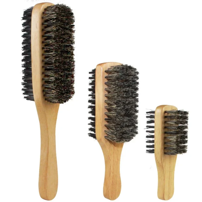 Javali escova de cerdas para homens onda de madeira natural barba curto longo grosso encaracolado ondulado
